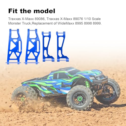 6061-T6 Aluminum Suspension Arms – Front & Rear Upper/Lower Link Set for Traxxas X-Maxx 89076 89086 (Replacement for WideMaxx 8995/8998/8999, Blue, 8PCS) - color: Blue
