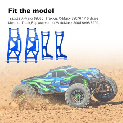 6061-T6 Aluminum Suspension Arms – Front & Rear Upper/Lower Link Set for Traxxas X-Maxx 89076 89086 (Replacement for WideMaxx 8995/8998/8999, Blue, 8PCS) - color: Blue
