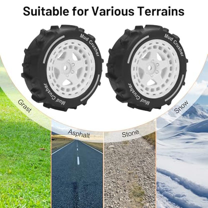 1/14 RC Wheels and Tires, daitoku 12mm Hex Hub RC Car Beach Tires for ARRMA 1/14 Typhon GROM - White - color: White