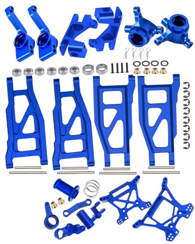 Upgrades Part for 1/10 Rustler 4x4 VXL/Rustler 4x4,Alloy Suspension Arm,Shock Tower,Caster Block,Steering Blocks,Rear Stub Axle Carriers,Steering Bellcranks, (More Durable Arm),Blue - color: Navy Blue-1 Set