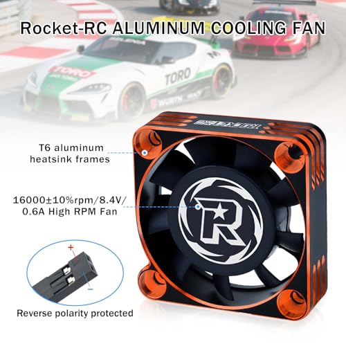 2Pack 40mm RC Motor Cooling Fan,16000RPM ESC Cooling Fan for 1/10 1/8 RC Truck Car Diameter 40 mm 5 Motor（Orange&Black） - style: 2Pack Black Orange