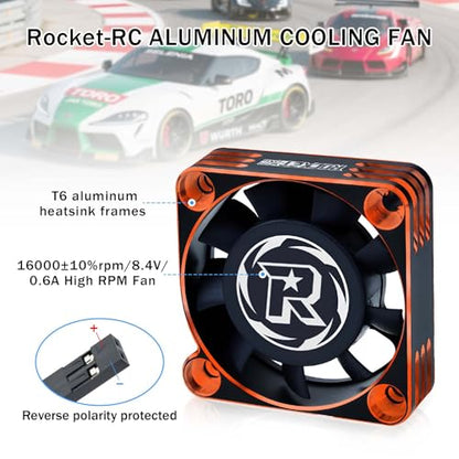 2Pack 40mm RC Motor Cooling Fan,16000RPM ESC Cooling Fan for 1/10 1/8 RC Truck Car Diameter 40 mm 5 Motor（Orange&Black） - style: 2Pack Black Orange