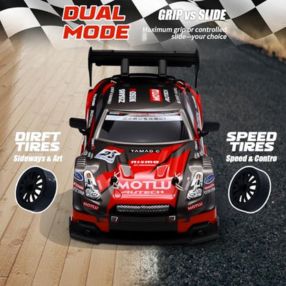 RC Drift Car, 1:24 Scale Remote Control Vehicle for Kids,2.4GHz 20KM/H 4WD High Speed RC Cars with LED Light, Two Batteries & Drifting Tires Racing Sport Toy Cars for Adults Boys Girls Kids 8603OG - style: 8603-Orange
