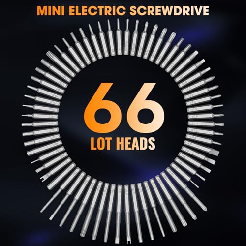 TanSon Mini Electric Screwdriver Set,3.7V Precision Screwdriver Set 66 in 1 Magnetic Drill,HD Display,5 Torque Settings,4 LED Lights, Portable Repair Tool Kit for Computer,Phone, Watch,Camer,Glasses - color: 66 Grey