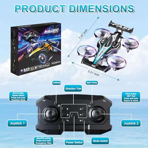 2-in-1 RC Car Airplane for Land and air for Kids Adults 6+ | ABS RC Plane Car Jet Mini Drone, Transformable Remote Control Car & RC Plane, Racing Car Stunt Plane, Gift Toys for 6-12 - size: Racing Car