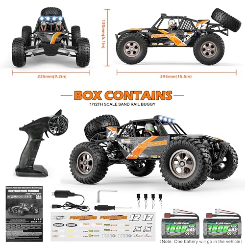 HAIBOXING 905 Protector 1:12 Scale RC Cars, Off-Road RC Buggy Hobby Grade | Aluminum Oil-Filled Shocks, Fast Remote Control Car 38 km/h, 2.4GHz Waterproof ESC, Perfect for Kids& Adults, Dual Batteries