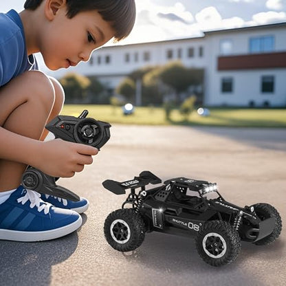 Remote Control Car RC Cars 1:16 All Terrain Monster Truck LED Headlights, Outdoor 2WD Off Road Hobby RC 2.4GHz High Speed, 20Km/h RC Car Toys Gift for Kids Boys 3 4 5-12 (Black) - color: Black