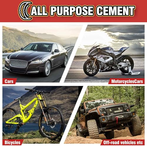 Chemical Vulcanizing Cement 3.4FL.Oz, All Purpose Tire Repair Rubber Glue, Dry Clear Rubber Cement, Tire Patch Glue with Brush Top Can for Car, Motorcycle, Bike Tires