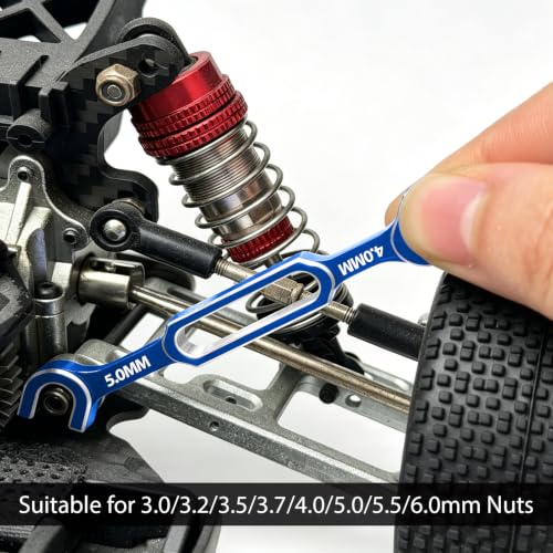4PCS RC Wrench 3.0/3.2/3.5/3.7/4.0/5.0/5.5/6.0mm Turnbuckle Nut Ball Joint Remover RC Repair Tool for RC Crawler Car Boat Upgrade Parts, Blue - color: Blue & Silver
