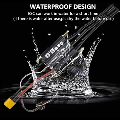 O'Hara 70A 2-6S LiPo ESC Waterproof Brushless Electronic Speed Controller with BEC and XT60 4.0mm Banana Head Connector for RC Boats Model Ship - size: 70A ESC