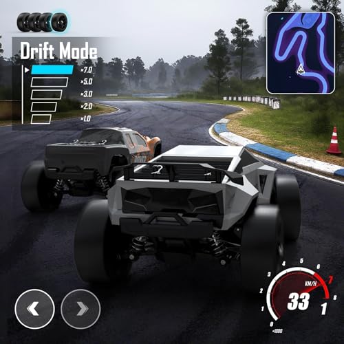 2-in-1 RC Cyber Monster Truck & Drift Car for Adults 1/18 Scale 4WD 40KM/H All-Terrain Fast RC Car with 2.4Ghz Radio, 2 Batteries & 2 PVC Shells RTR