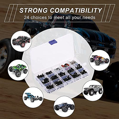 GLOBACT 531PCS RC Screw Kit RC Repair Tool for 1/8 1/10 1/12 1/16 RC Car | Fits Axial Redcat HPI Arrma Losi RC4WD