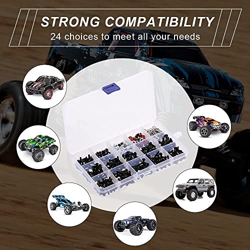 GLOBACT 531PCS RC Screw Kit RC Repair Tool for 1/8 1/10 1/12 1/16 RC Car | Fits Axial Redcat HPI Arrma Losi RC4WD