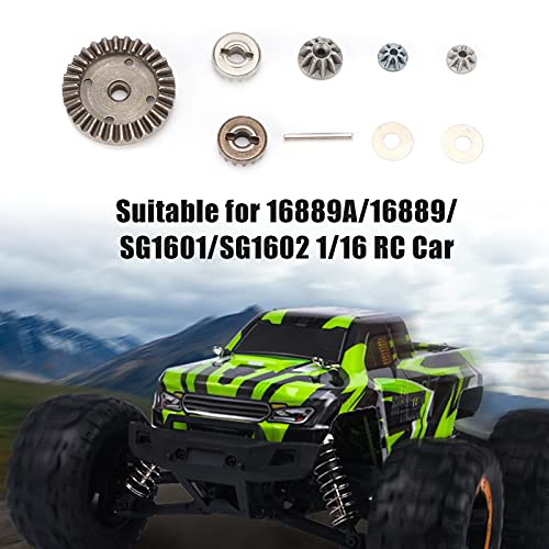 1/16 Metal Differential Gear Pinions with Drive Gear and Center Shaft, Aluminum Alloy RC Car Replacement Parts for 16889A 16889 SG1601 SG1602 M16103