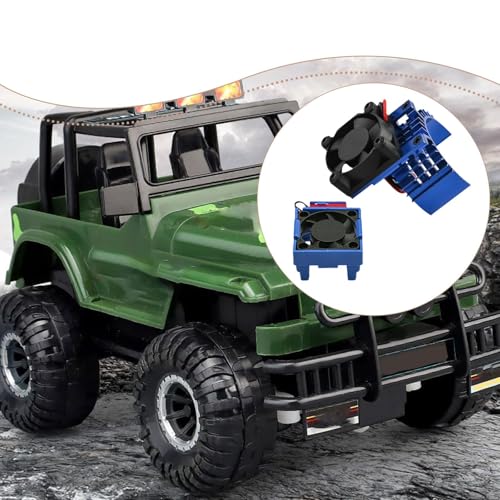 1/10 RC Car ESC Cooling Fan and Motor Fan Set Aluminum Alloy Replacement Professional Accessories RC Car Parts for Rustler, Blue