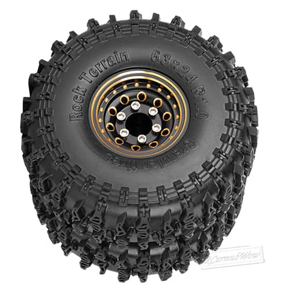 1.0 Beadlock Dually Wheels and Tires for 1/24 1/18 RC Crawler Car SCX24 TRX4M,Soft Mud Tires 1.0 Beadlock Tires Set Brass 1.0 Beadlock Wheels Double Wheels,4pcs,Style2 - style: Style2(4pcs)