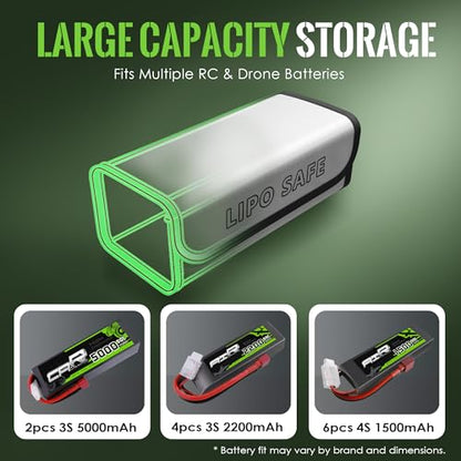 LiPo Battery Safety Bag, Fire-Resistant Storage Pouch for Charging & Storage, (5.5× 3.7 × 2 in), 2 Pack - color: Silver