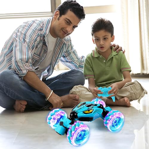 Gesture Sensing RC Stunt Car, 4WD Remote Control Toy with Dual Spray | 2.4GHz All-Terrain Off-Road Vehicle with Lights & Music, Boys Toys Age 6 -12 Year Old for Birthday Gifts - color: 4-whell