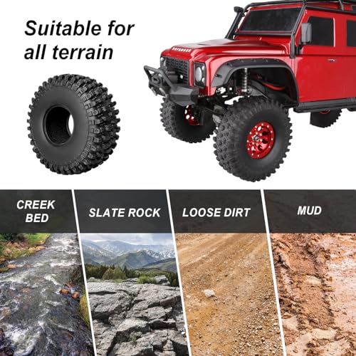 HobbyPark 4pcs RC 2.2" Crawler Tires Mud Terrain Super Grip Soft Height 144mm 5.67 inch fit 2.2 Beadlock Wheels Compatible with TRX4 Sport Redcat Everest 10 Axial RBX10 Ryft 4WD Capra 4WS w/Foam