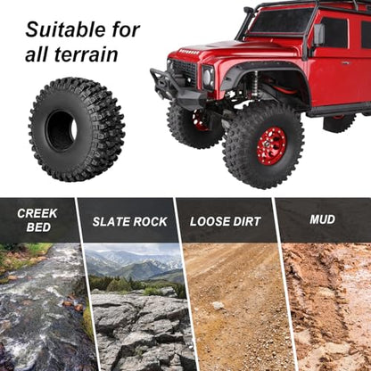 HobbyPark 4pcs RC 2.2" Crawler Tires Mud Terrain Super Grip Soft Height 144mm 5.67 inch fit 2.2 Beadlock Wheels Compatible with TRX4 Sport Redcat Everest 10 Axial RBX10 Ryft 4WD Capra 4WS w/Foam