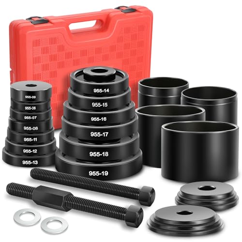 DNA Motoring 24pcs Front Wheel Bearing Press kit, Bearing Puller Tools Wheel Drive Bearing Removal Tool Kit with Sliding Screws Universal Bushings Sleeves Storage Case, TOOLS-00715 - style: F-Wheel Bearing Press kit