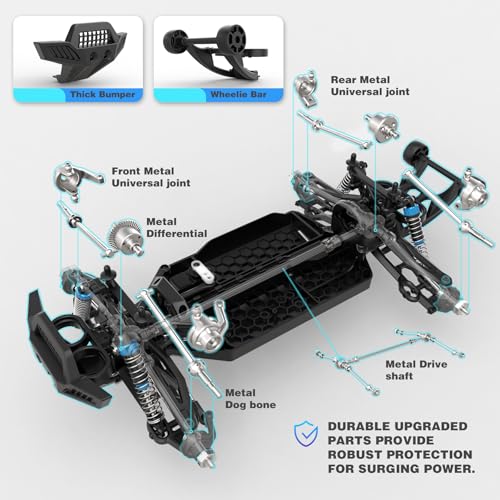 Hosim 1:10 Brushless RC Cars for Adults & Boys, 60+ KMH Remote Control Car | 4WD Off Road Monster Truck, Waterproof All-Terrain RC Truck, Hobby Electric Toy Gift, Oil-filled Shocks & Metal Differentials