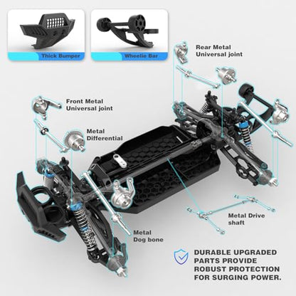 Hosim 1:10 Brushless RC Cars for Adults & Boys, 60+ KMH Remote Control Car | 4WD Off Road Monster Truck, Waterproof All-Terrain RC Truck, Hobby Electric Toy Gift, Oil-filled Shocks & Metal Differentials