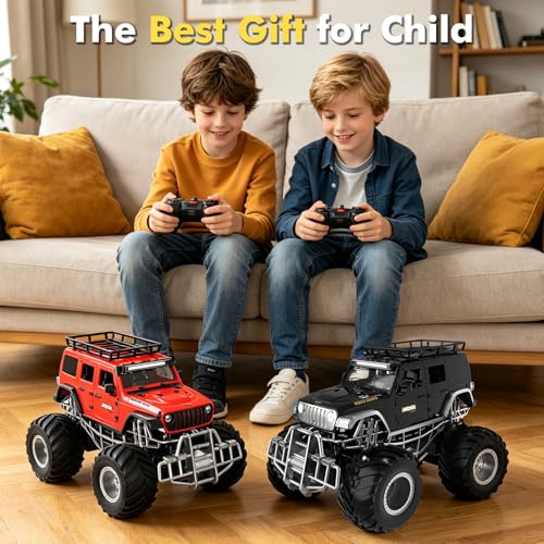 Highspeed Off-Road rc Monster Truck with Light Spray 2.4GHz Upright 360 Rotate 4WD Monster Trucks rc Cars, 20+ KM/H Monster Trucks 70min (Max) Runtime, Back to School Birthday Gift Toddler Toys 8-12 - color: Upgrade Blk