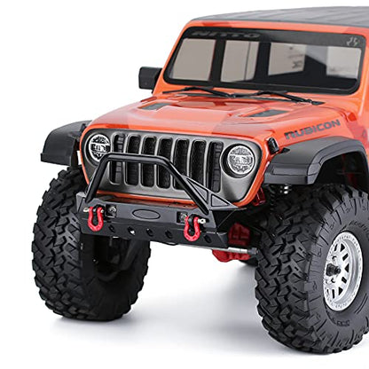INJORA Metal Front Bumper with Tow Hooks and Lights for 1/10 TRX4 SCX10 - size: 115*98mm