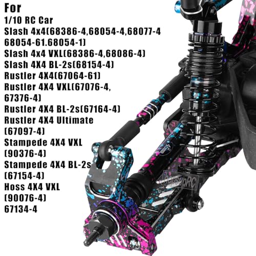 Upgrades Part for 1/10 Slash/Rustler/Stampede/Hoss 4x4 VXL,RC Shock Absorbers&Suspension Arms&Drive Shaft Axles&Steering Knuckle Kit&Shock Tower&Adjustable Links&Steering Block,Colour - color: Colour(parts)