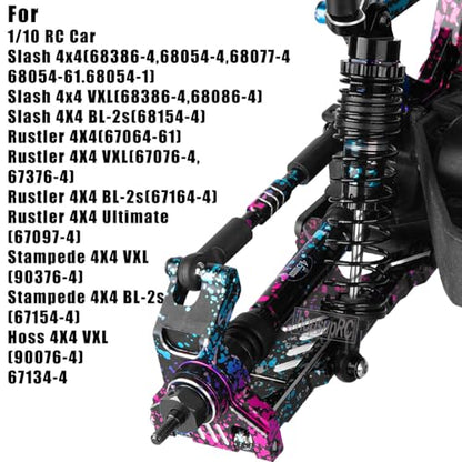 Upgrades Part for 1/10 Slash/Rustler/Stampede/Hoss 4x4 VXL,RC Shock Absorbers&Suspension Arms&Drive Shaft Axles&Steering Knuckle Kit&Shock Tower&Adjustable Links&Steering Block,Colour - color: Colour(parts)