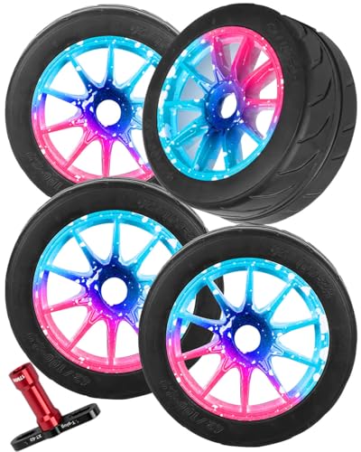 RC Rubber Wheels RC Tires for 1/7 Infraction 6S BLX,1/8 Typhon 6S BLX,Limitless,Highway Wheels Soft Tires Truck Tire Highway Tires,4PCS Colour - color: Colour(4pcs)