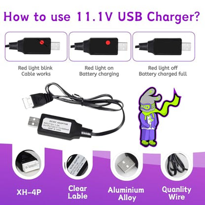 RC Battery Accessory Kit,No Wires TRX Male (Black) Connector Switch to Deans T Female (red) Adapter, for Remote Control Toy Boat FPV Drone Car etc - 1 Pcs with 11.1V USB Charger Cable