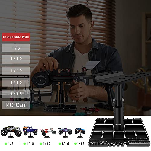 GLOBACT Multi RC Car Stand RC Repair Tool for 1/8 1/10 1/18 RC Car, Black | 360 Switch Rotation, 5 Levels Height Lift or Lower