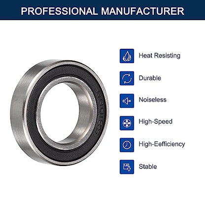 6801-2RS Deep Groove Ball Bearings, ID 12mm x OD 21mm x Width 5mm Double Rubber Sealed Ball Bearing Pre-Lubricated Chrome Steel Z2 Lever 10pcs - size: 6801-2RS 12x21x5mm