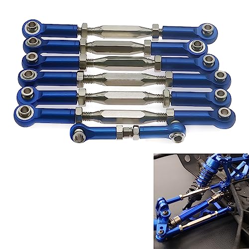 Turnbuckles Tie Rods 3644 Adjustable Alum Alloy #45 Steel for RC 1/10 Slash Rustler Stampede Upgrade Parts (Dark Blue)