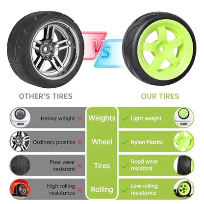 Pre-Glued OD 2.56" 12mm Hex Wheels Rims and Rubber Tires for Traxxas Tamiya HPI HSP Redcat RC 1/10 On Road Racing Car, Set of 4 (Color I) - color: Color I