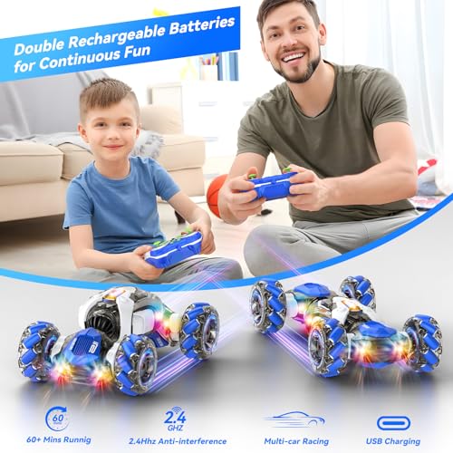 Nicella Remote Control Car, RC Toys Gifts for 6 7 8 9 10 11 12 Year Old Boys Girls - 360° Rotating 4WD Gesture Sensing RC Sunt Car with Lights & Music - Cool Birthday Gifts for Kids - color: Blue
