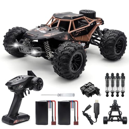 1:16 RC Cars for Adult,45km/h 4WD Off-Road Remote Control Car All-Terrain Fast RC Truck with Two 1500mAh Batteries - color: Orange