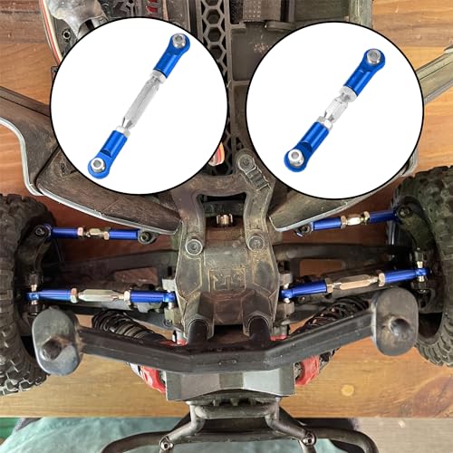 Metal Turnbuckles Rod Camber Links Steering Linkage Tie Rods Pull Rod Compatible with Arrma Granite 4X4 Senton 4X4 Mega550 1/10 RC Car (Blue) - color: Blue