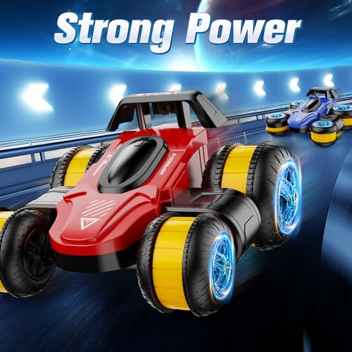 High Speed Drift RC Stunt Deformation Car, Red and Yellow - color: Red and Yellow