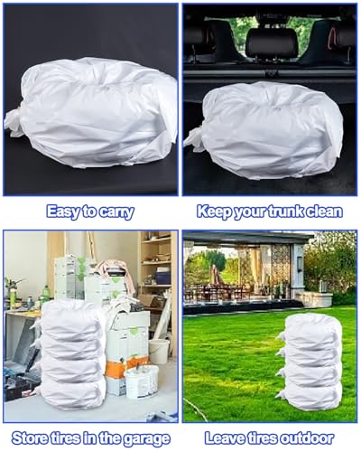 Tire Storage Bags 39.4"x39.4" – White Plastic Tire Bags,Pack of 4, Used for Tire Storage & Transport Protects Against Dust, Dirt & Moisture and Protecting Winter and Summer Tires Between Seasons