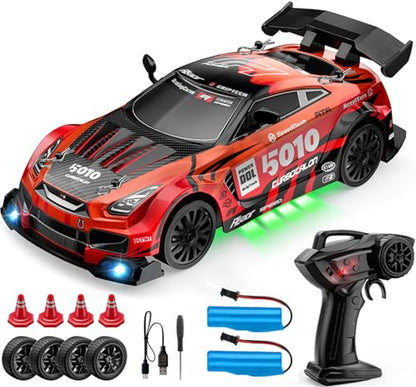 1:24 Scale RC Drift Car 4WD 2.4GHz High Speed Racing Sport Toy Car with LED Lights, Racing and Drift Wheels (E83-Red) - style: E83-Red