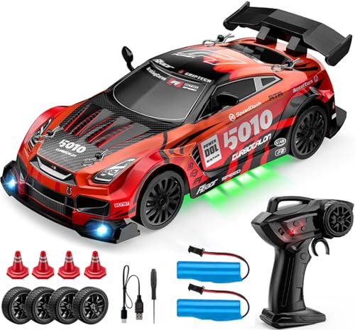 1:24 Scale RC Drift Car 4WD 2.4GHz High Speed Racing Sport Toy Car with LED Lights, Racing and Drift Wheels (E83-Red) - style: E83-Red