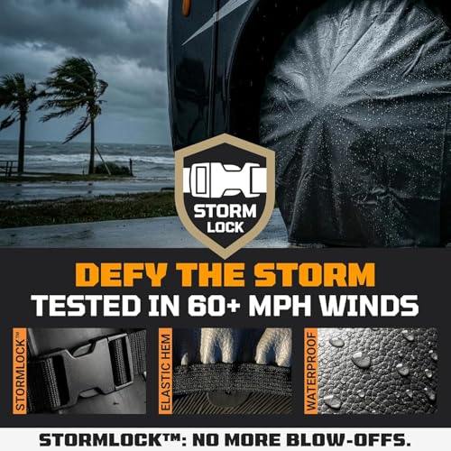 TIRESHIELD PRO Trailer Tire Covers (Set of 2) - Heavy Duty All-Weather UV-Resistant Protective Wheel Covers w/StormLock-System - Year-Round Protection for Your Trailer Tires w/ 23-25.75" Diameter - size: Small - Fits Tire Diameters 23-25.75", style: TIRES