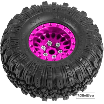 RC 1.0 Beadlock Wheels and Tires for 1/18 TRX4M,1/24 SCX24 RC Crawler,Alloy Aluminium RC Wheels 1.0 Beadlock Rims Soft Rubber Tires,4PCS,Pink - color: Pink(4pcs)