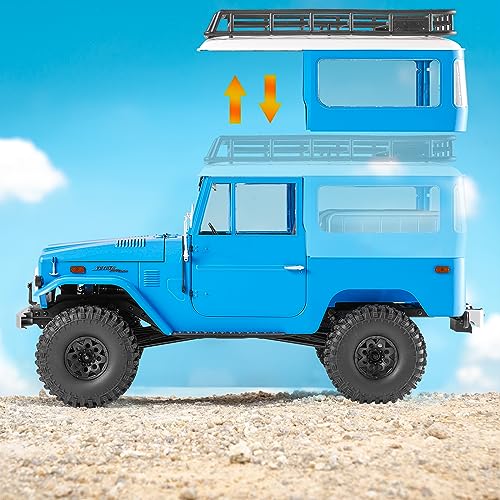 BEEZRC FMS 1/10 RC Crawler FJ40 Toyota Licensed RS 4WD 2.4G Model Rc Car Hobby 4x4 RC Rock Crawler Offroad RC Truck Remote Control Car with Transmitter for Adults (Blue) FMS11035RSBU - color: Blue
