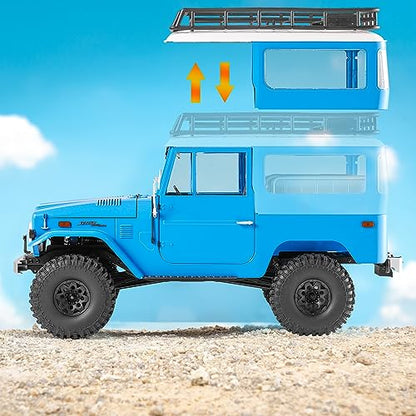BEEZRC FMS 1/10 RC Crawler FJ40 Toyota Licensed RS 4WD 2.4G Model Rc Car Hobby 4x4 RC Rock Crawler Offroad RC Truck Remote Control Car with Transmitter for Adults (Blue) FMS11035RSBU - color: Blue