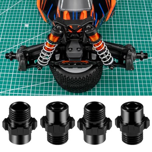 4Pcs Aluminum Alloy RC Hex Combiner Wheel Hex Hub Adapter, Black | Upgrades, For 1/8 Tra-xxas Jato VXL 2S, RC Monster Trucks - color: Black