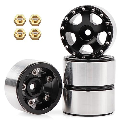 AIMROCK 1.0 Wheel Rims Metal RC Beadlock Wheels Rims 7mm Hex for Axial SCX24 FCX24 TRX4M 1/24 1/18 Upgrade Parts (Type 1) - style: Type 1